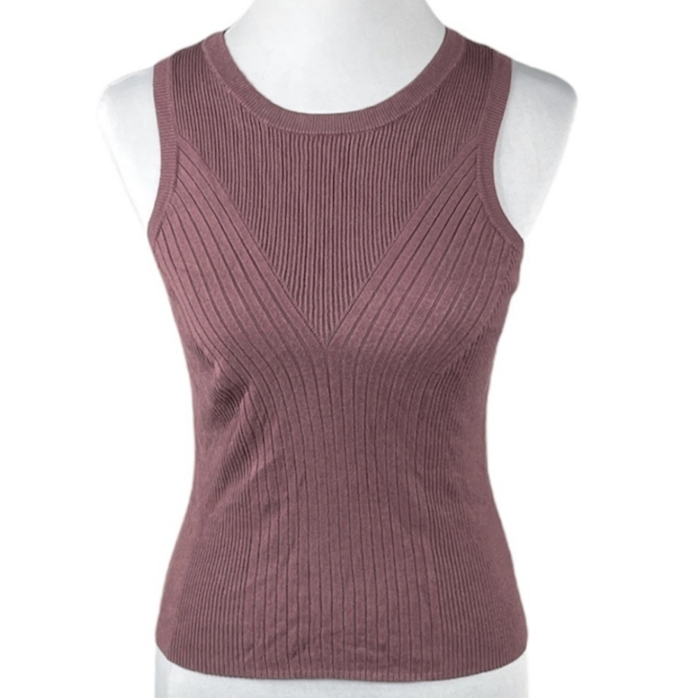 Express Mauve Ribbed Sleeveless Knit Tank